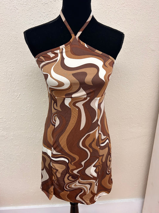 Streetwear society large brown funky mini dress