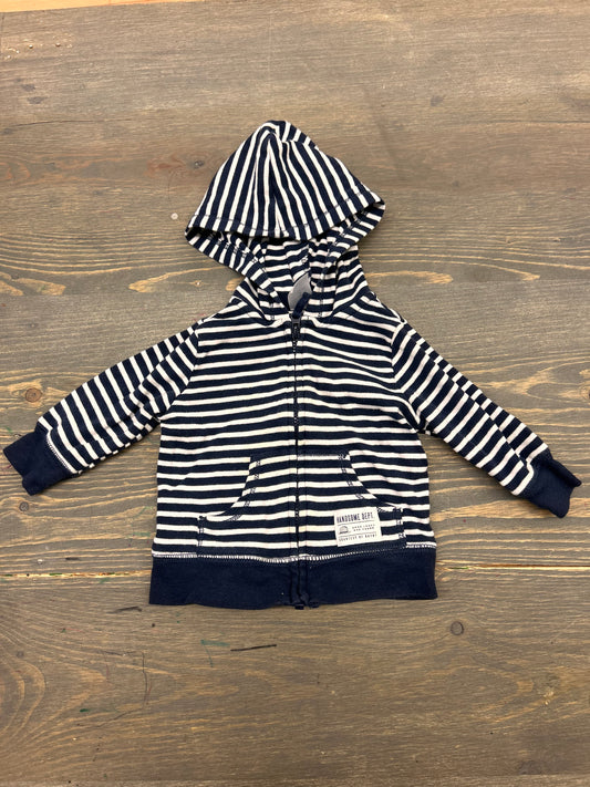 Carters 3m navy blue striped zip up hoodie