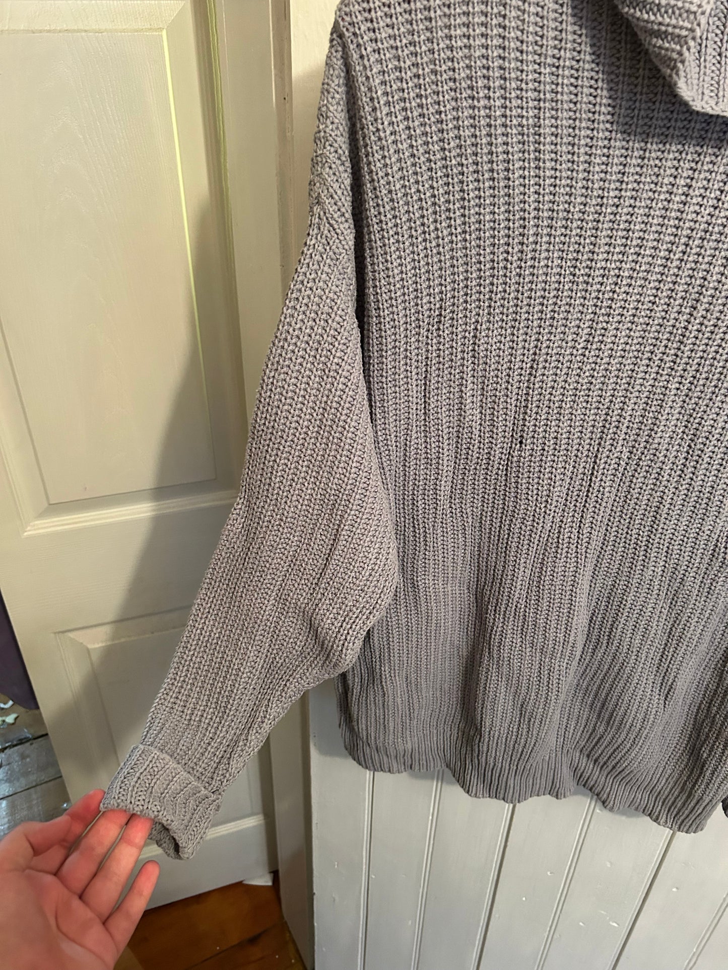 American eagle xs/s grey knit cowl neck sweater