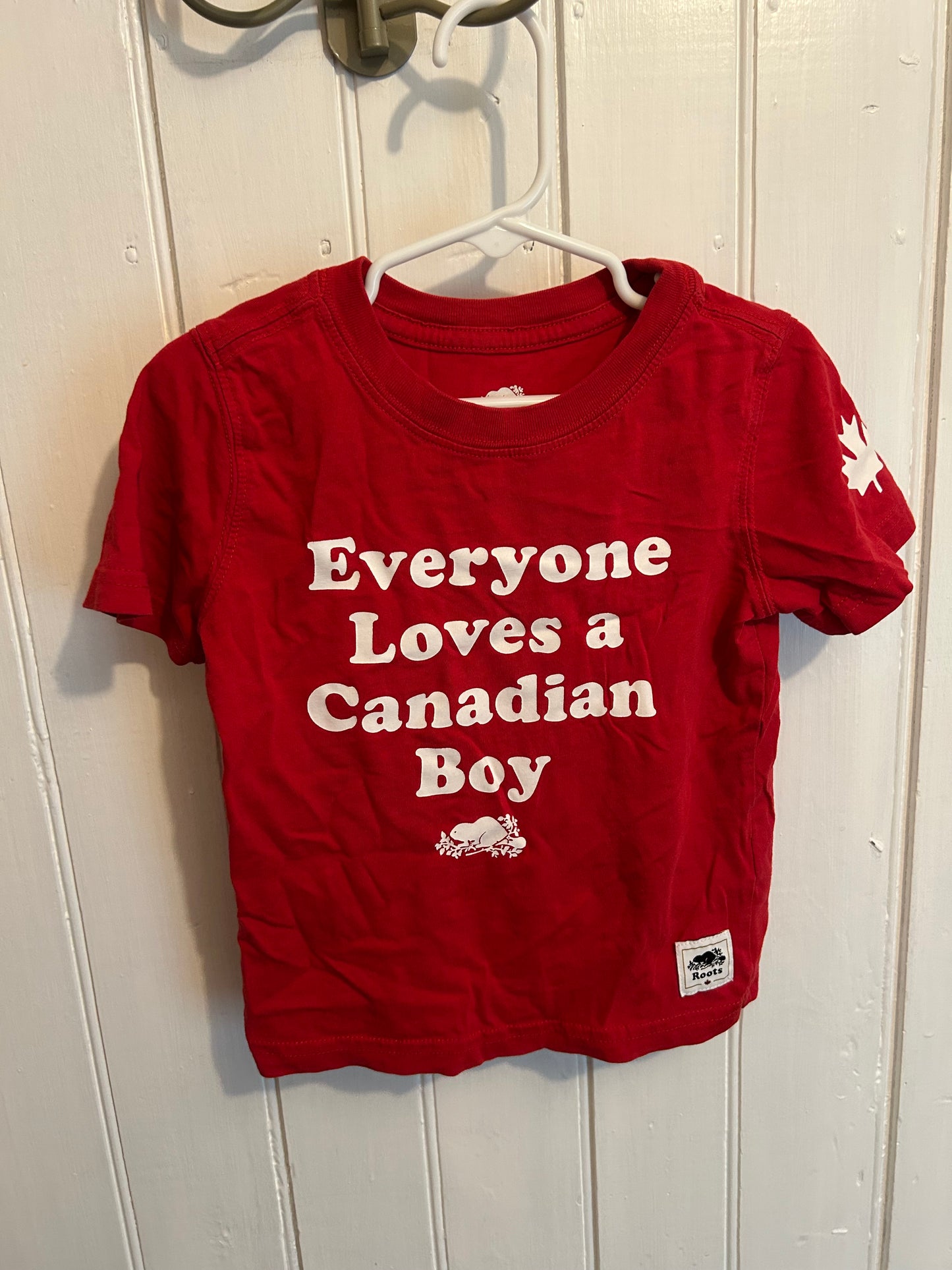 Roots 4t red Canadian boy tshirt