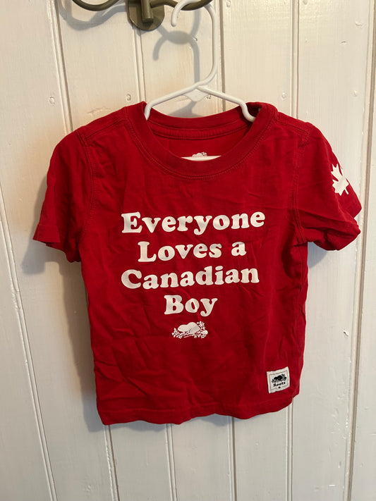 Roots 4t red Canadian boy tshirt