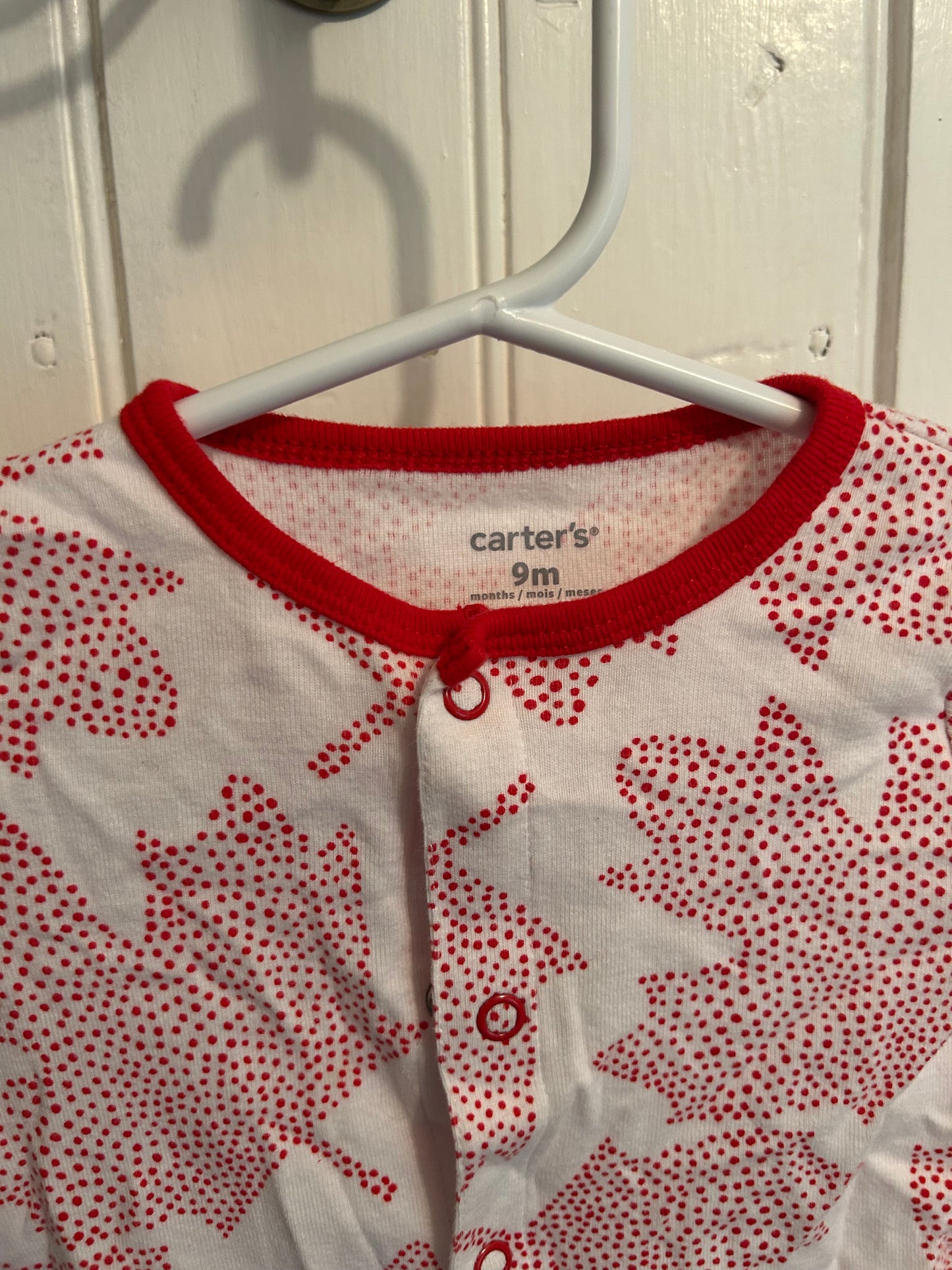 Carters 9m red Canadian leaf romper