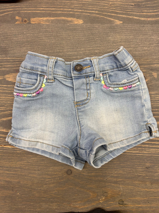 Carters 9m light wash embroidered heart shorts