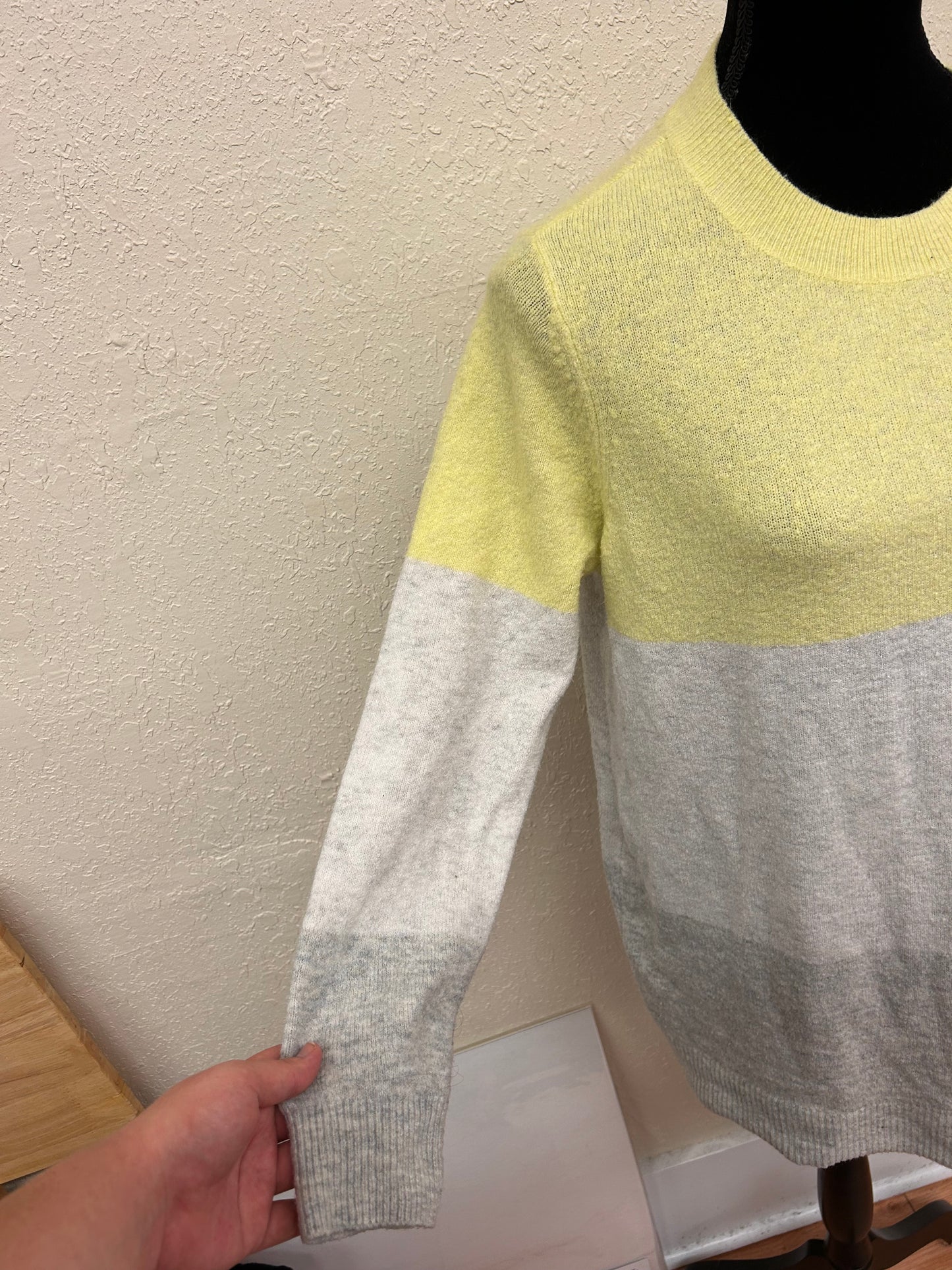 Joe fresh medium grey & yellow colourblock sweater