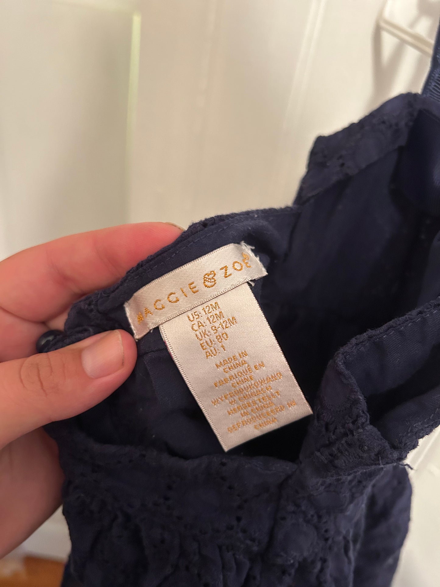 Maggie & Zoe 12m navy lace open back dress