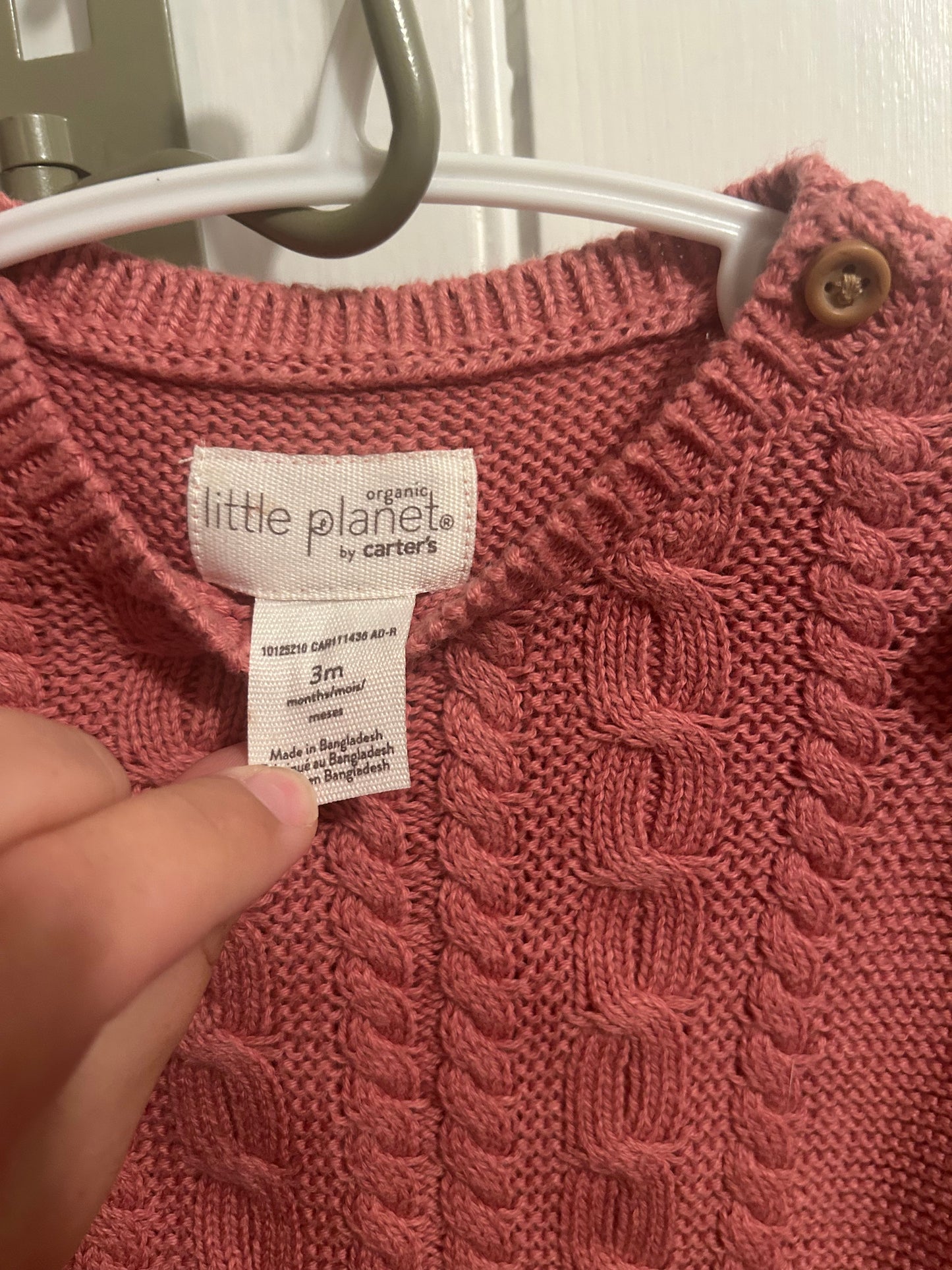 Little planet carters 3m pink knit sweater & pants set