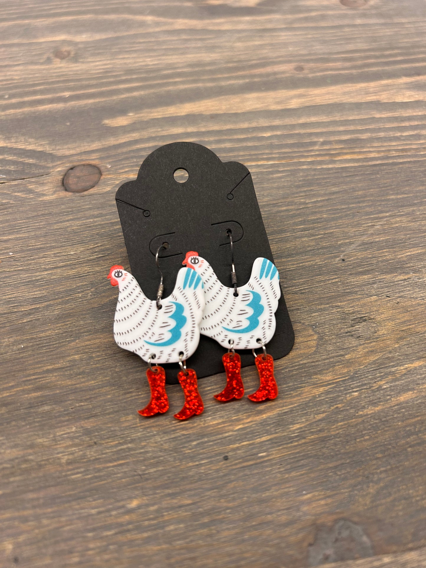 Western chicken earrings