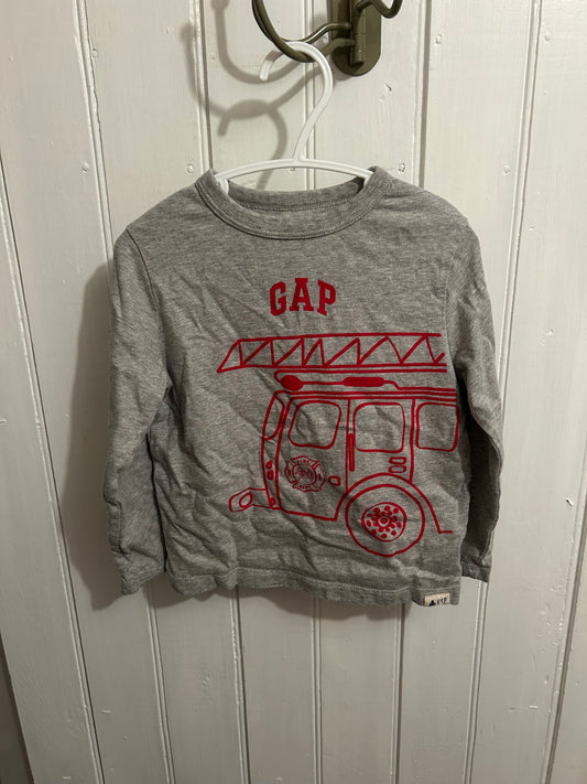 Gap 4t grey & red firetruck long sleeve shirt