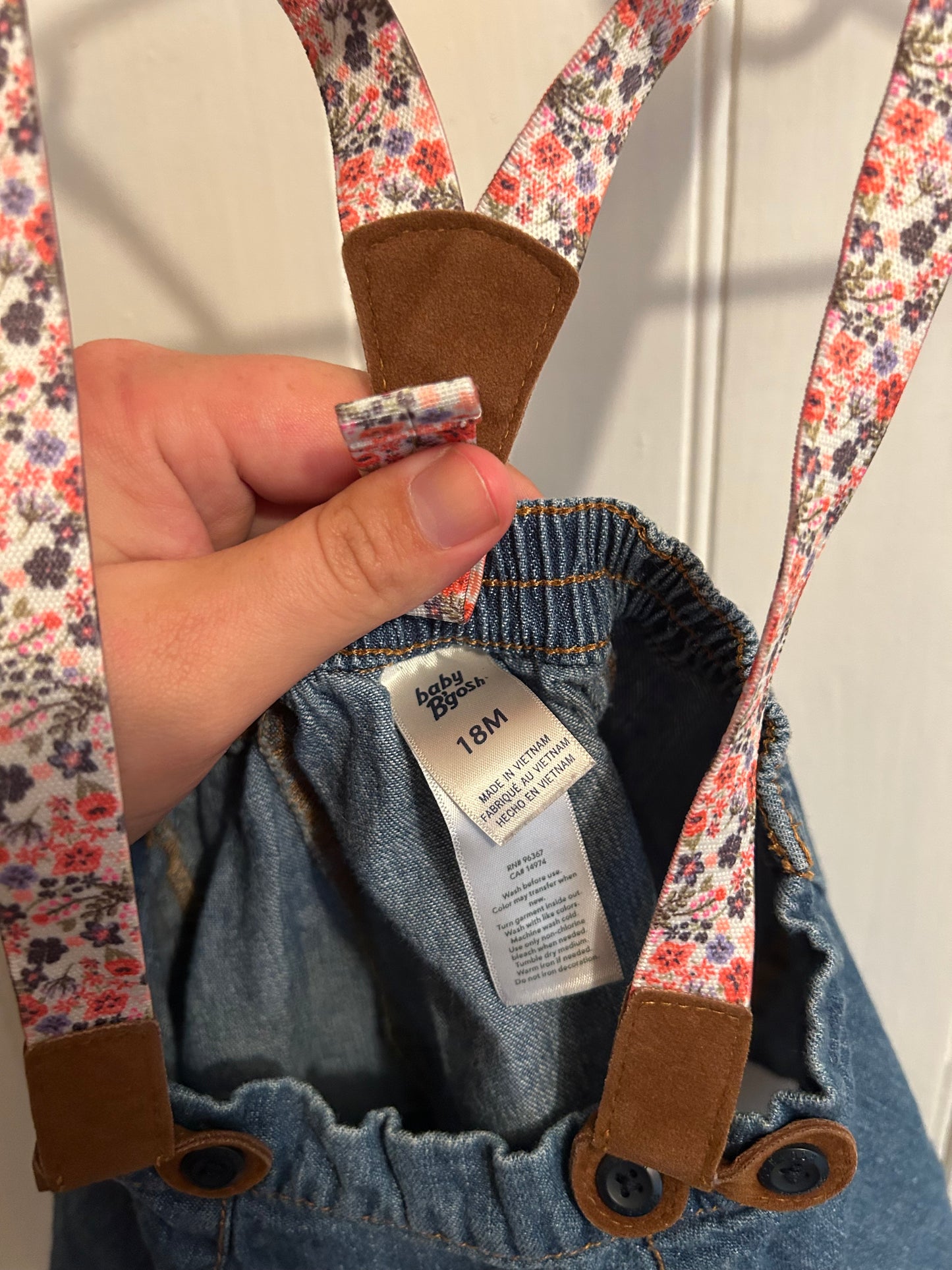Oshkosh 18m denim skirt with floral suspenders