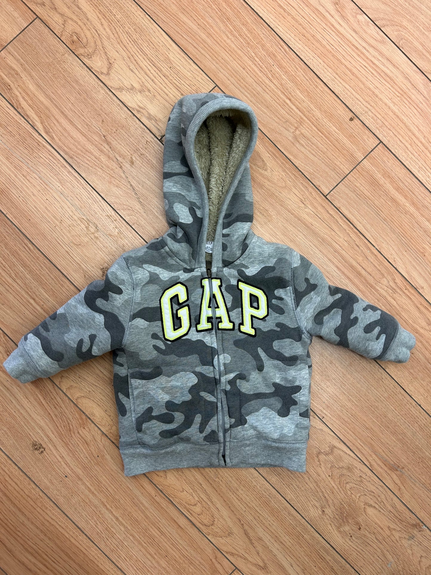 Gap 18/24m grey camo Sherpa lined sweater