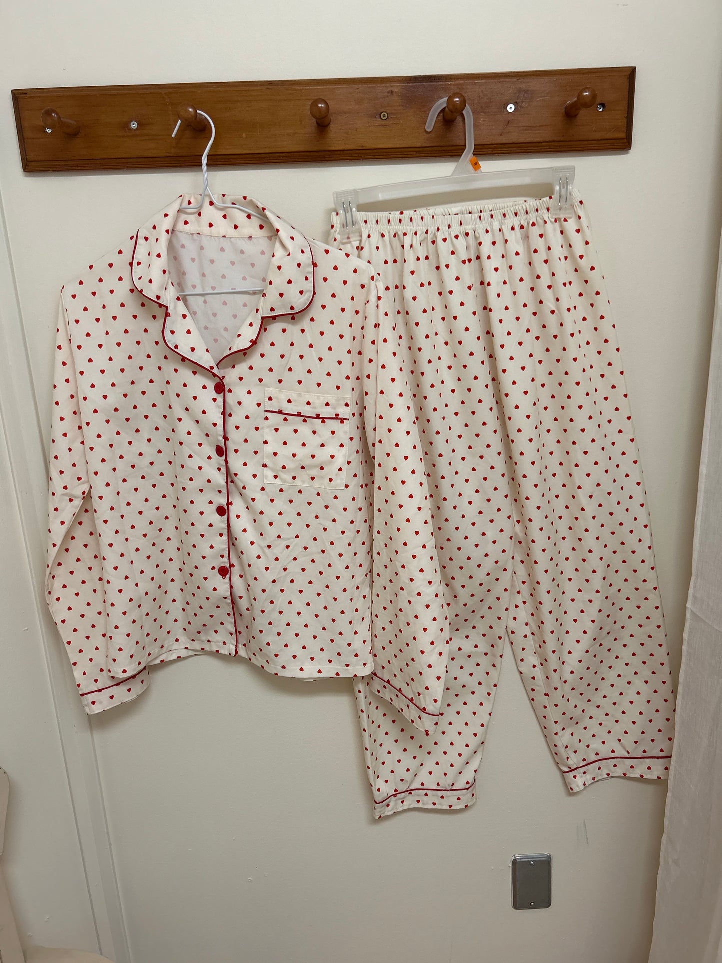 Small red heart polka dot 2pc sleep set