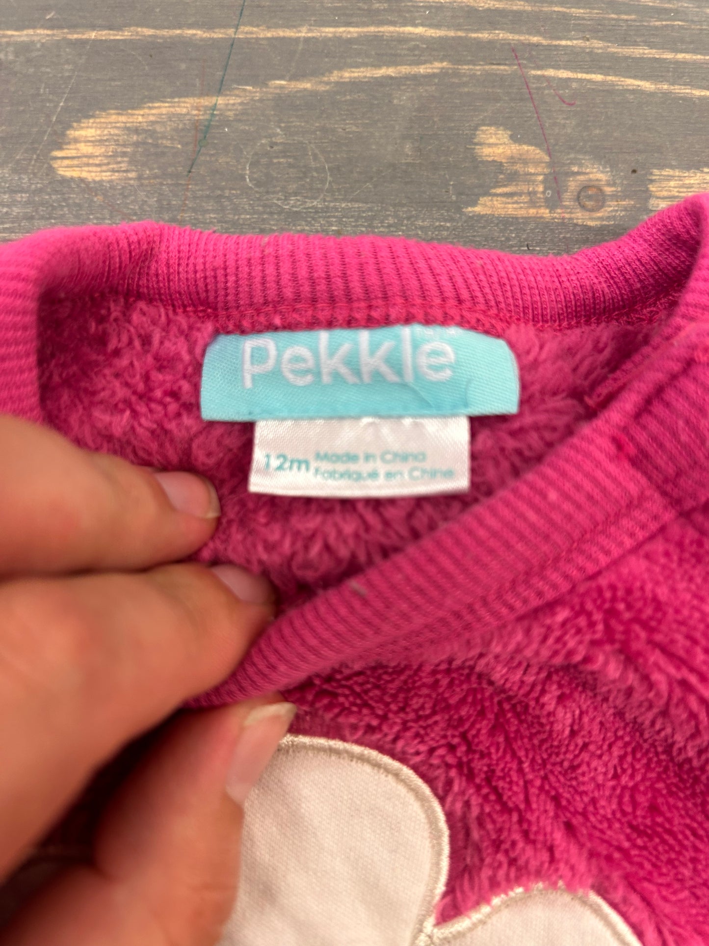 Pekkle 12m pink floral fleece sweater