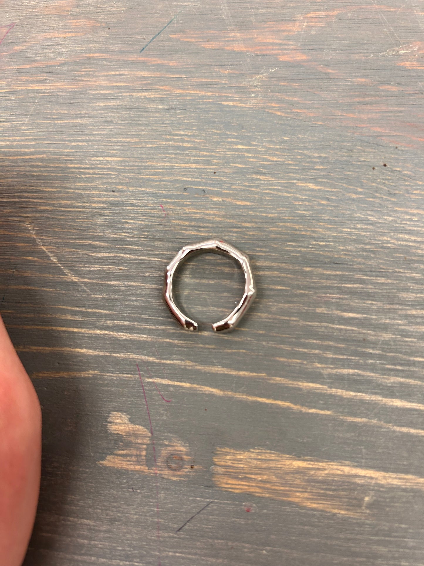 Silver geometric ring