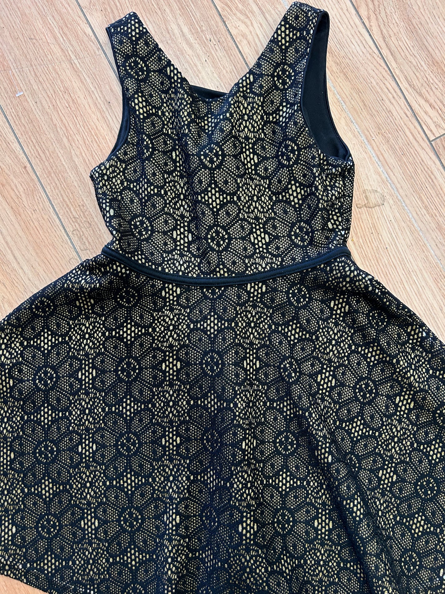 Emily west 7 black & gold lace twirl dress