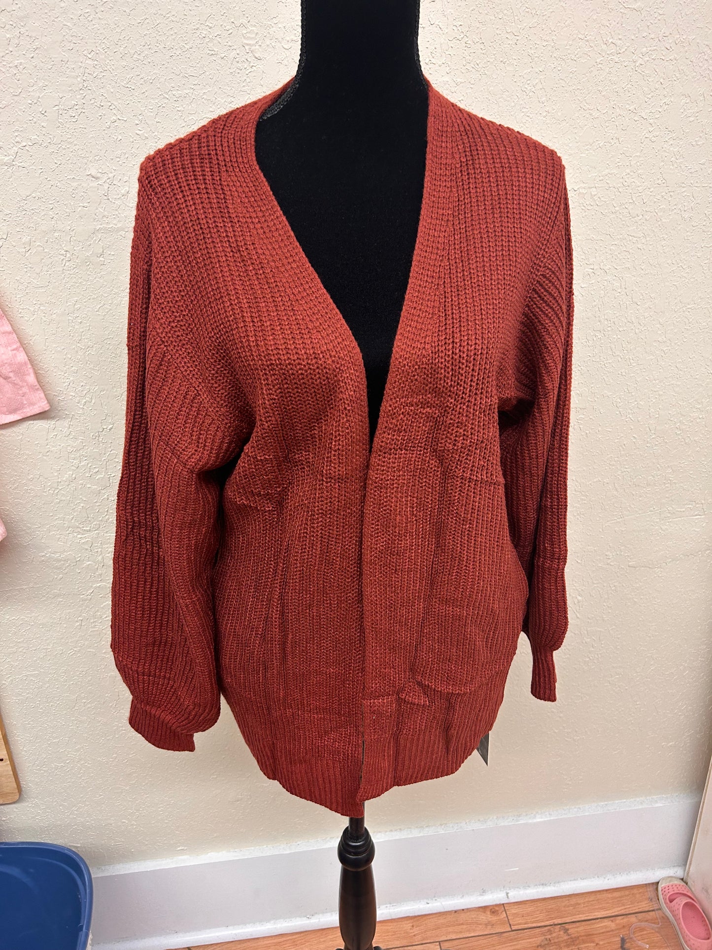 NEW FASHION small burgundy knit cardigan