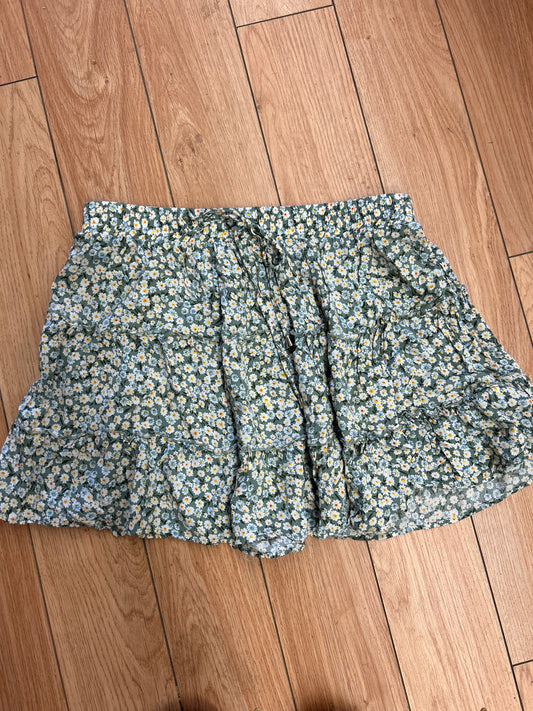 Xl green floral mini skirt