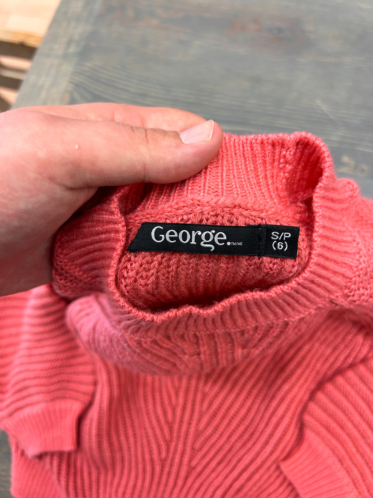 George 6 pink knit sweater