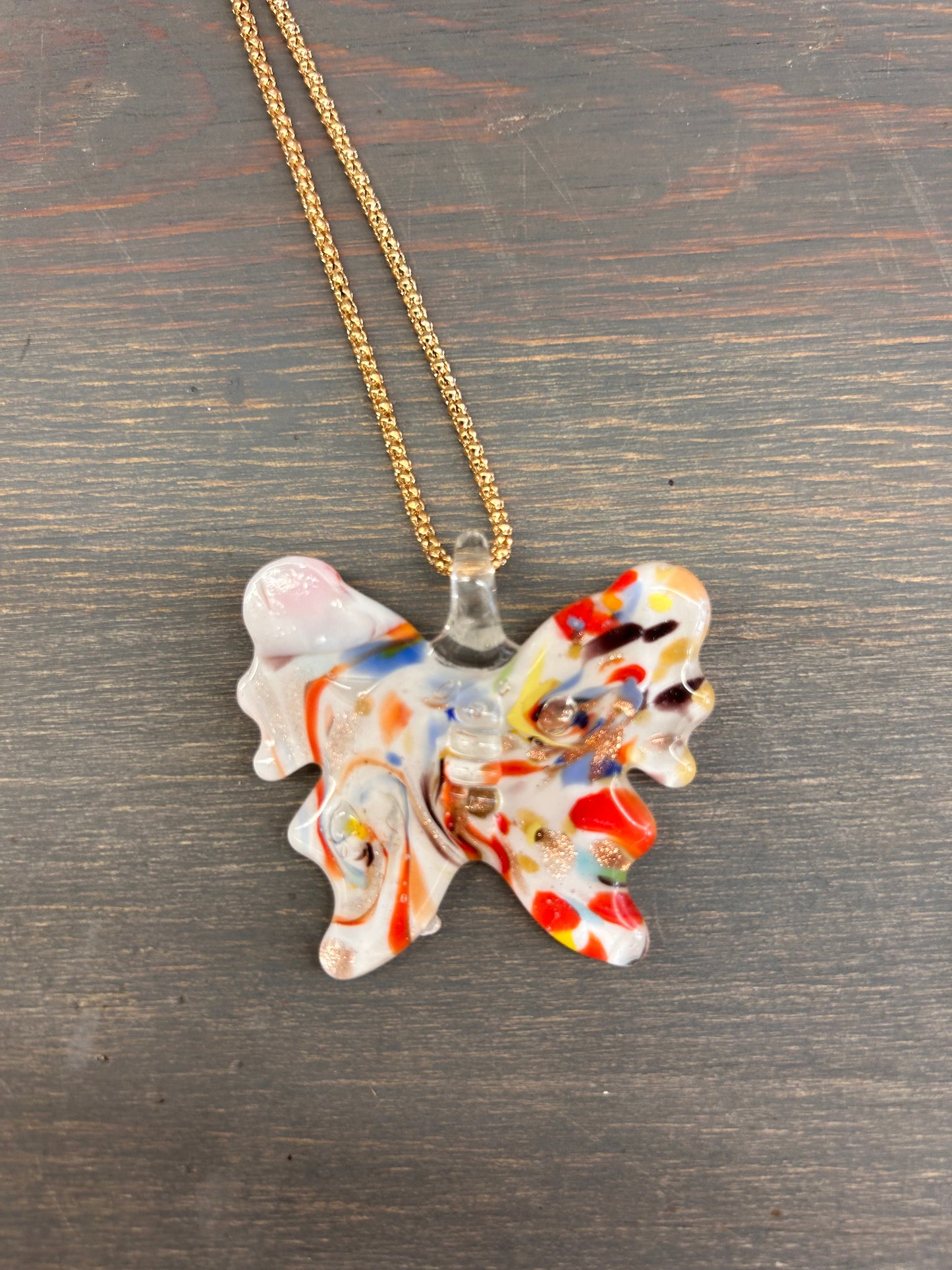 Gemstone butterfly necklace