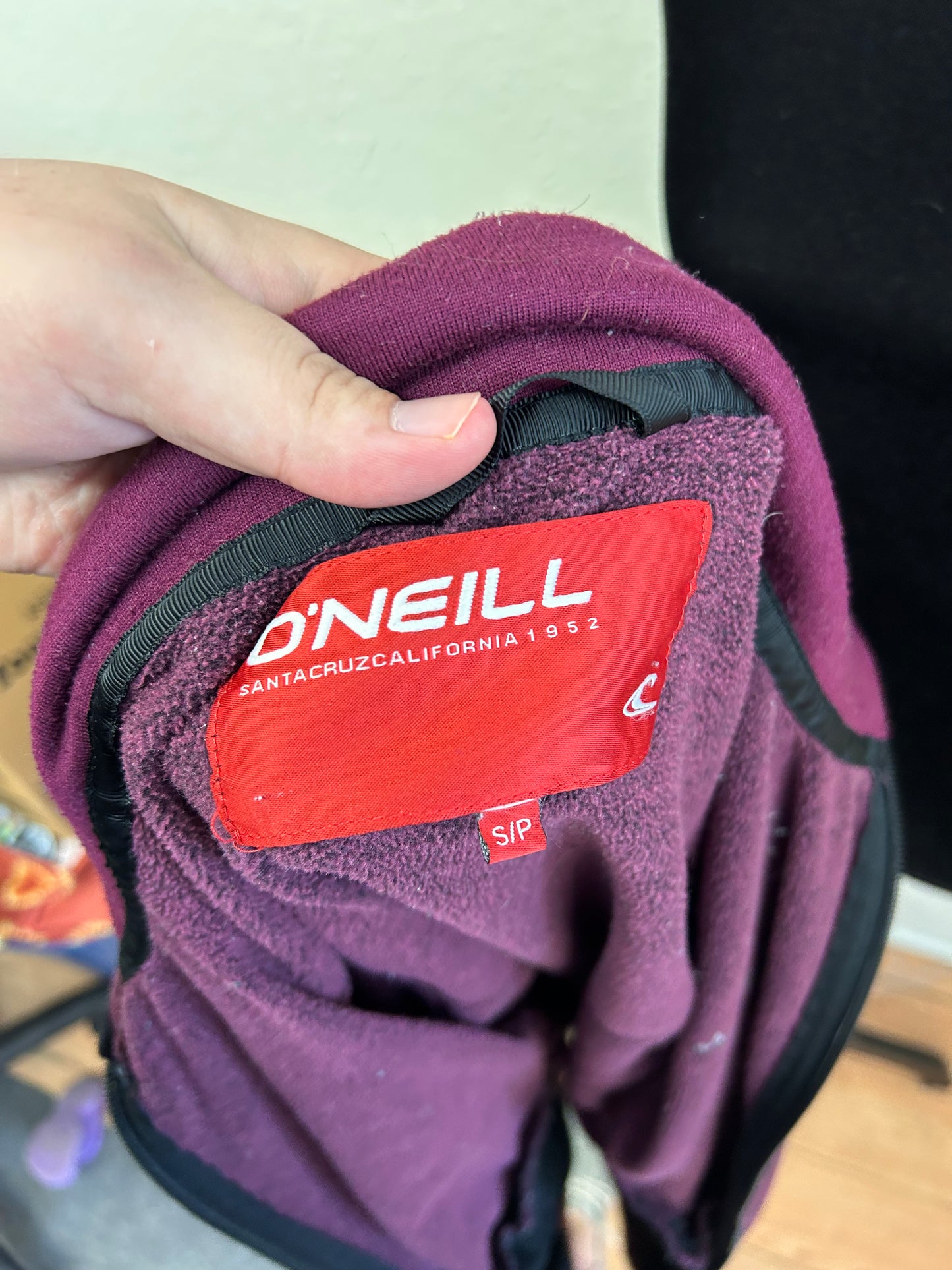 O’Neill small purple zip up sweater