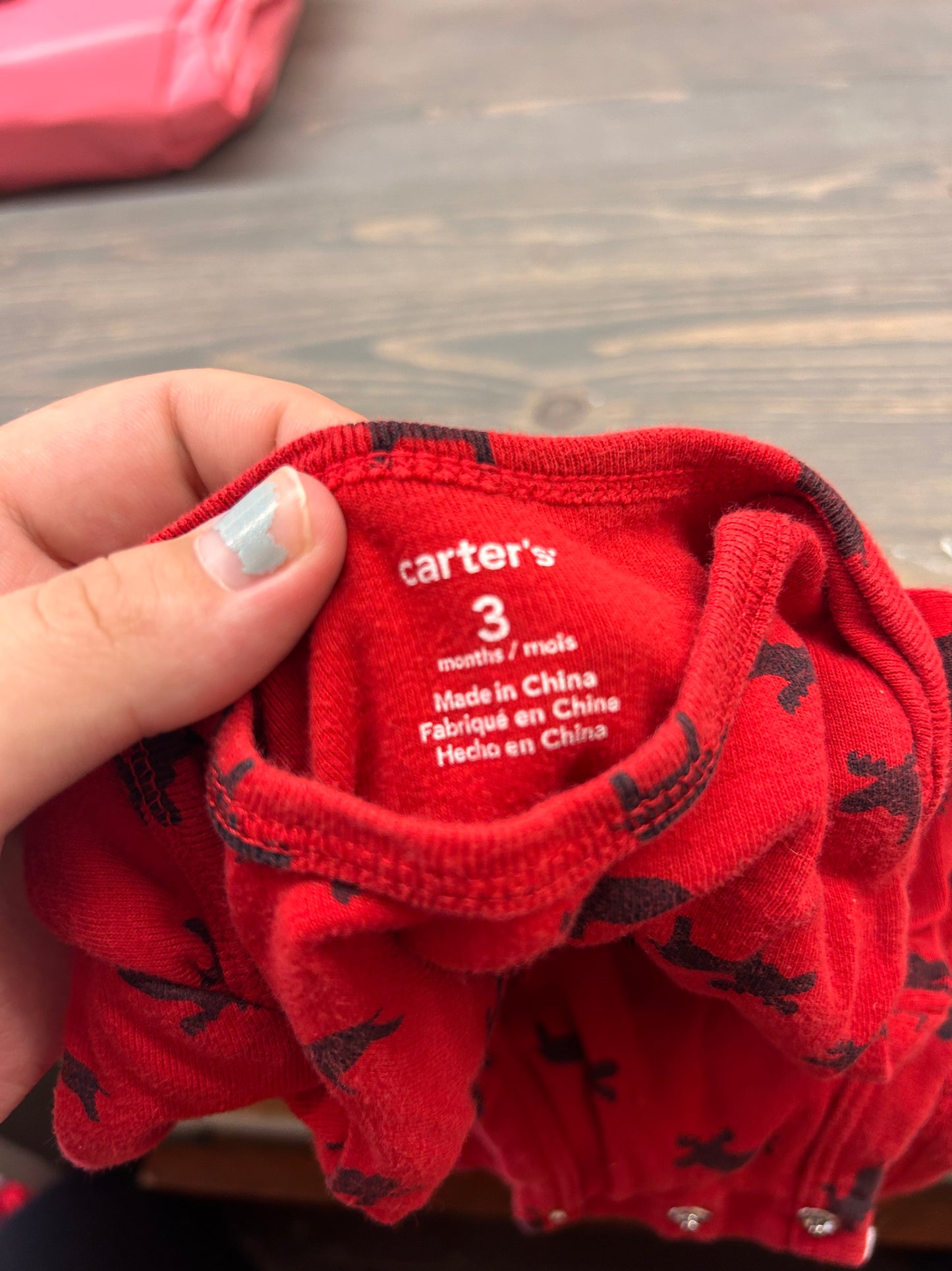 Carters 3m red moose onesie