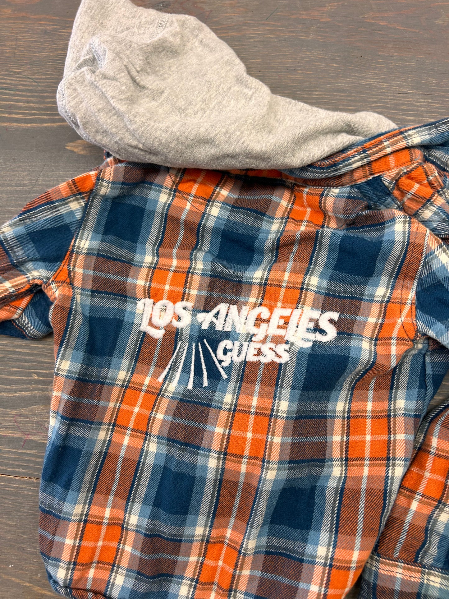 Guess 12m blue & orange hooded flannel