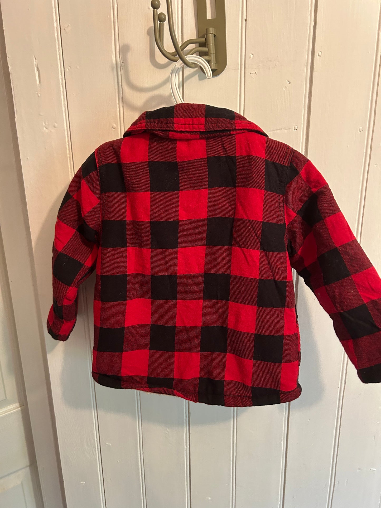 Joe fresh 18/24m red plaid Sherpa lined Shacket