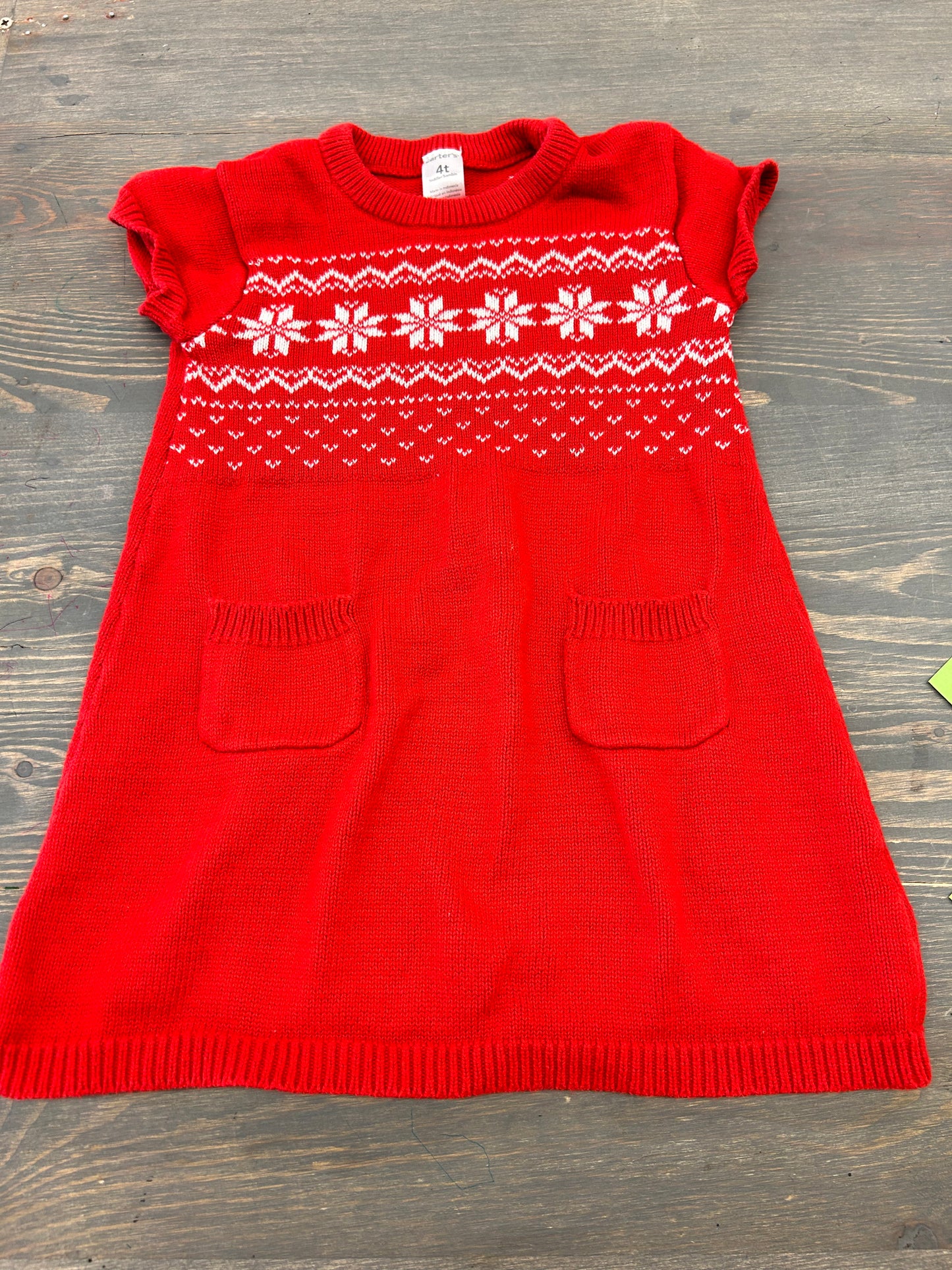 Carters 4t red & white knit dress