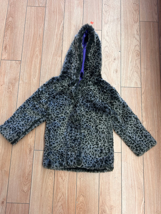 George 4/5 grey cheetah print faux fur jacket