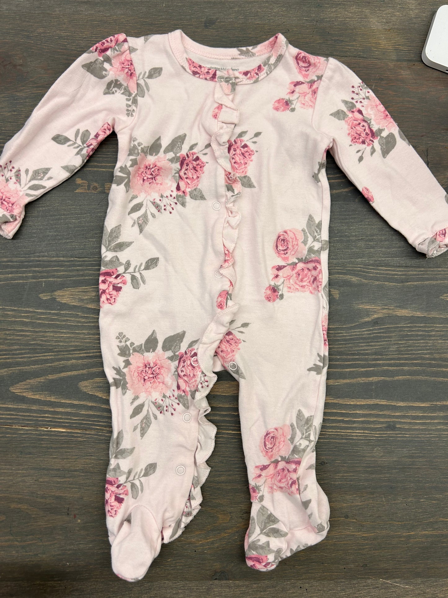 Catherine malandrino 6/9m pink floral sleeper