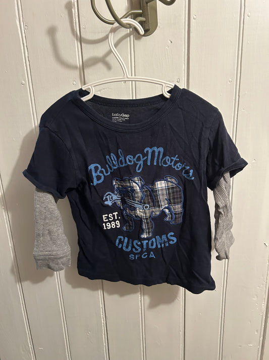 Gap 18/24m blue bulldog long sleeve top