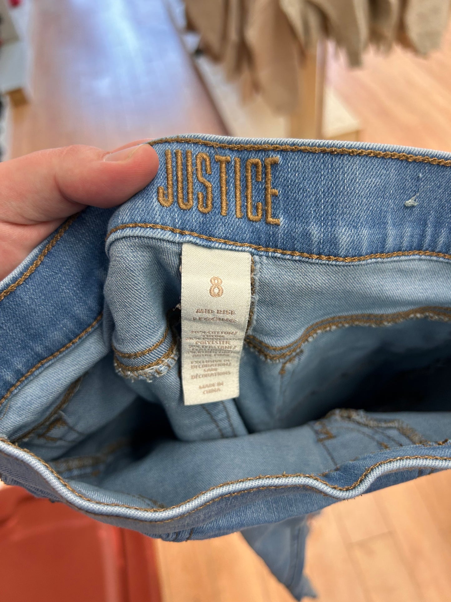 Justice 8 light wash sequin jeans