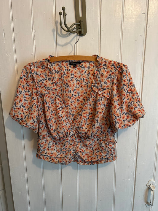Dynamite large peach floral crop top
