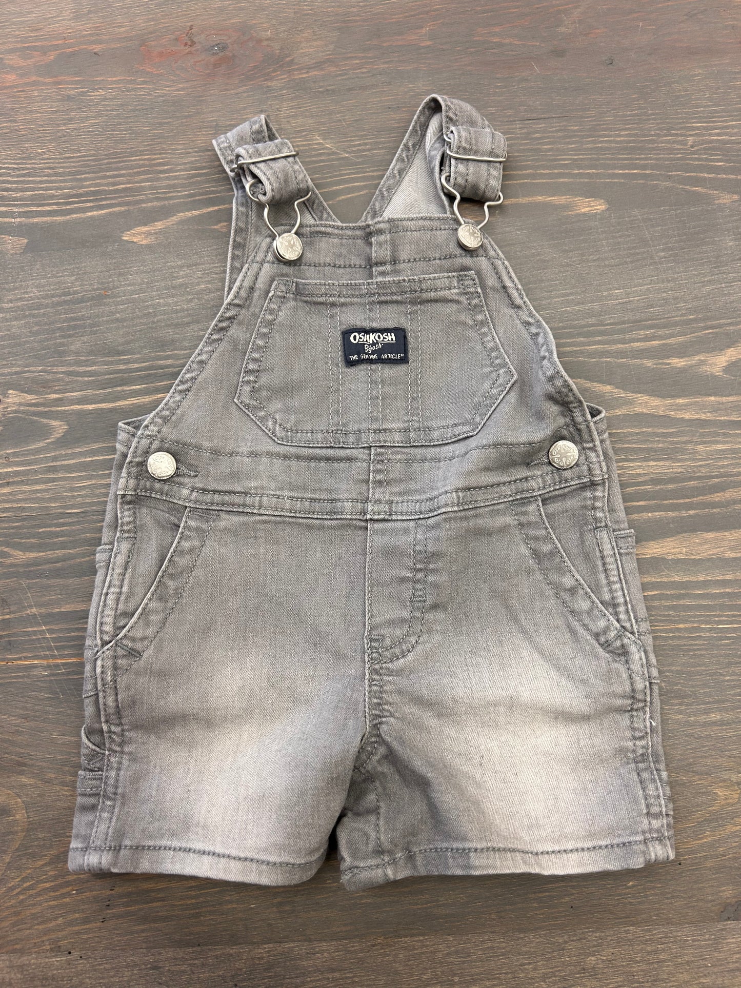 Oshkosh 9m grey denim shorts overalls