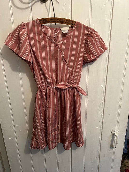 Jenna & Jessie 8 pink striped dress