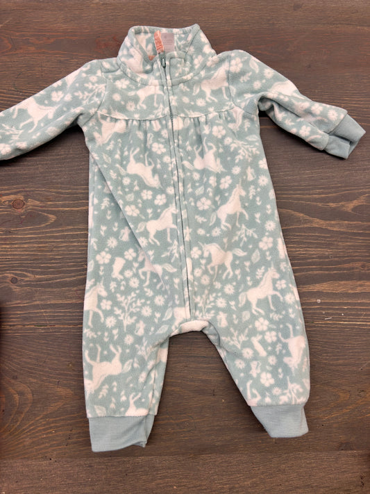 Carters 3m blue horse fleece bunting suit