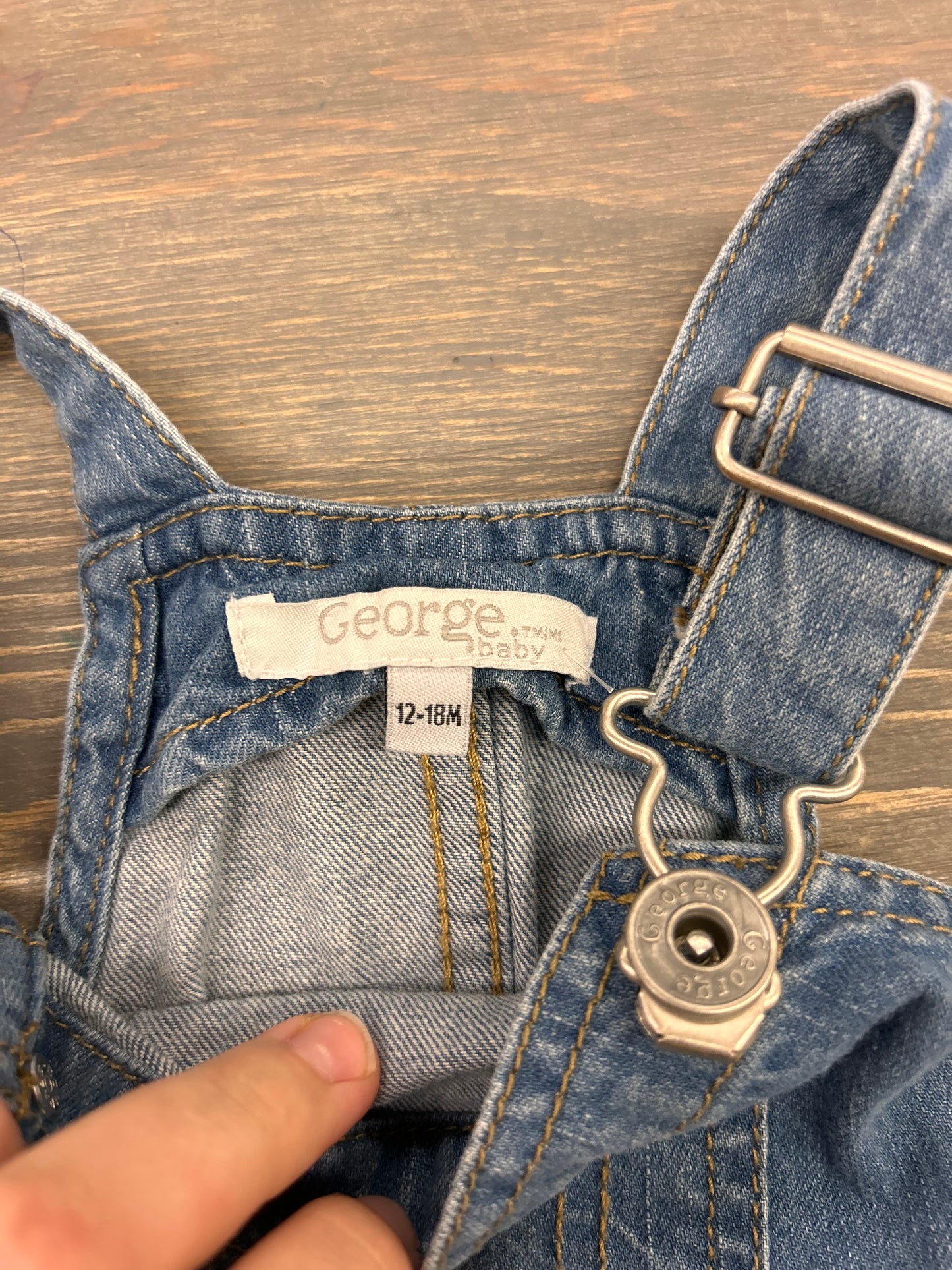 George 12/18m light wash denim overalls