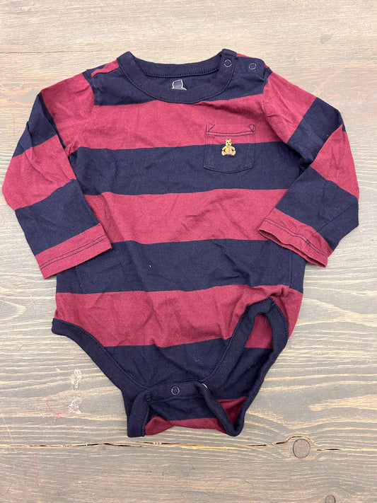 Gap 6/12m red & blue striped onesie