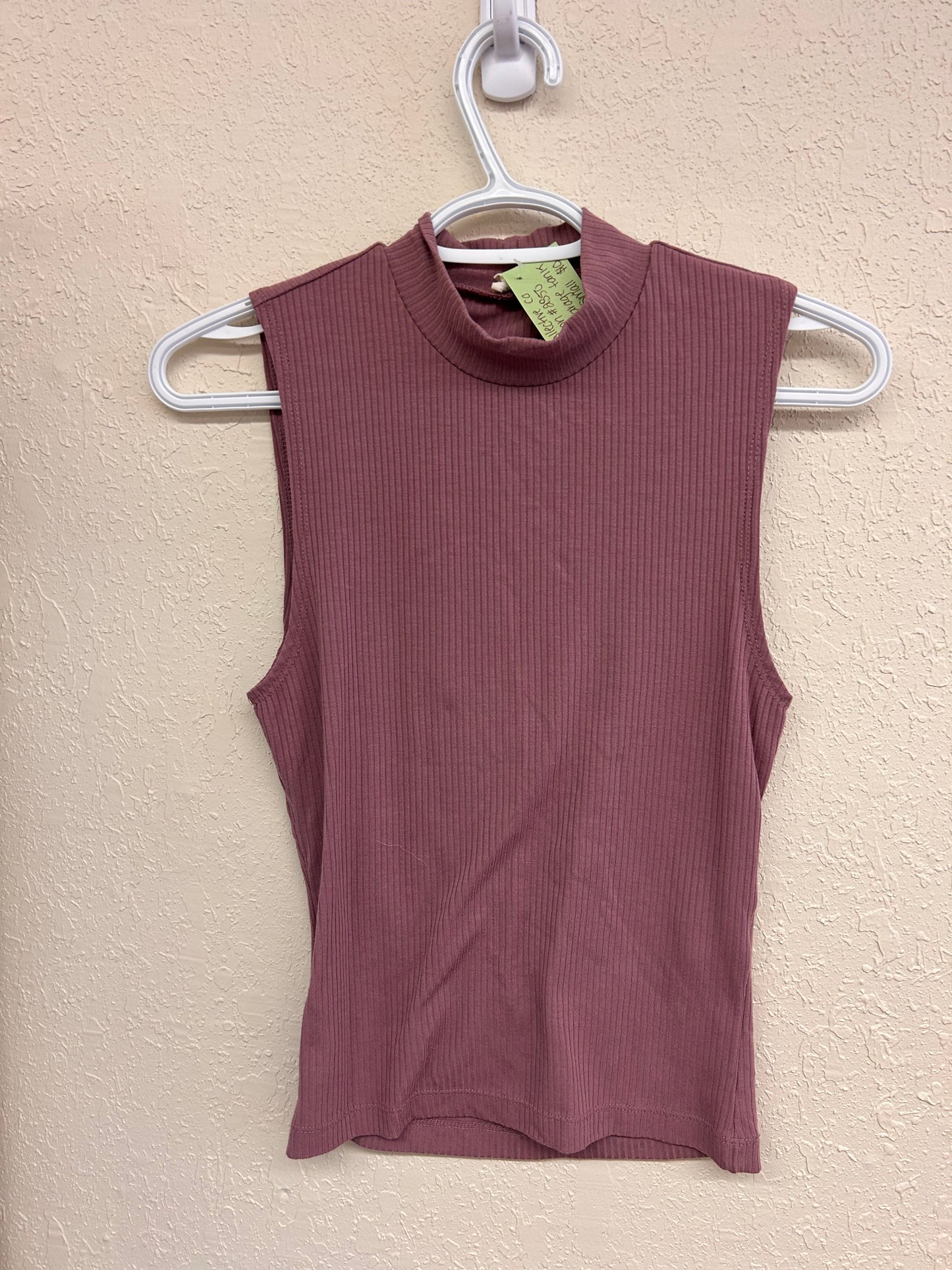 Garage small pink ribbed sleeveless open back tank