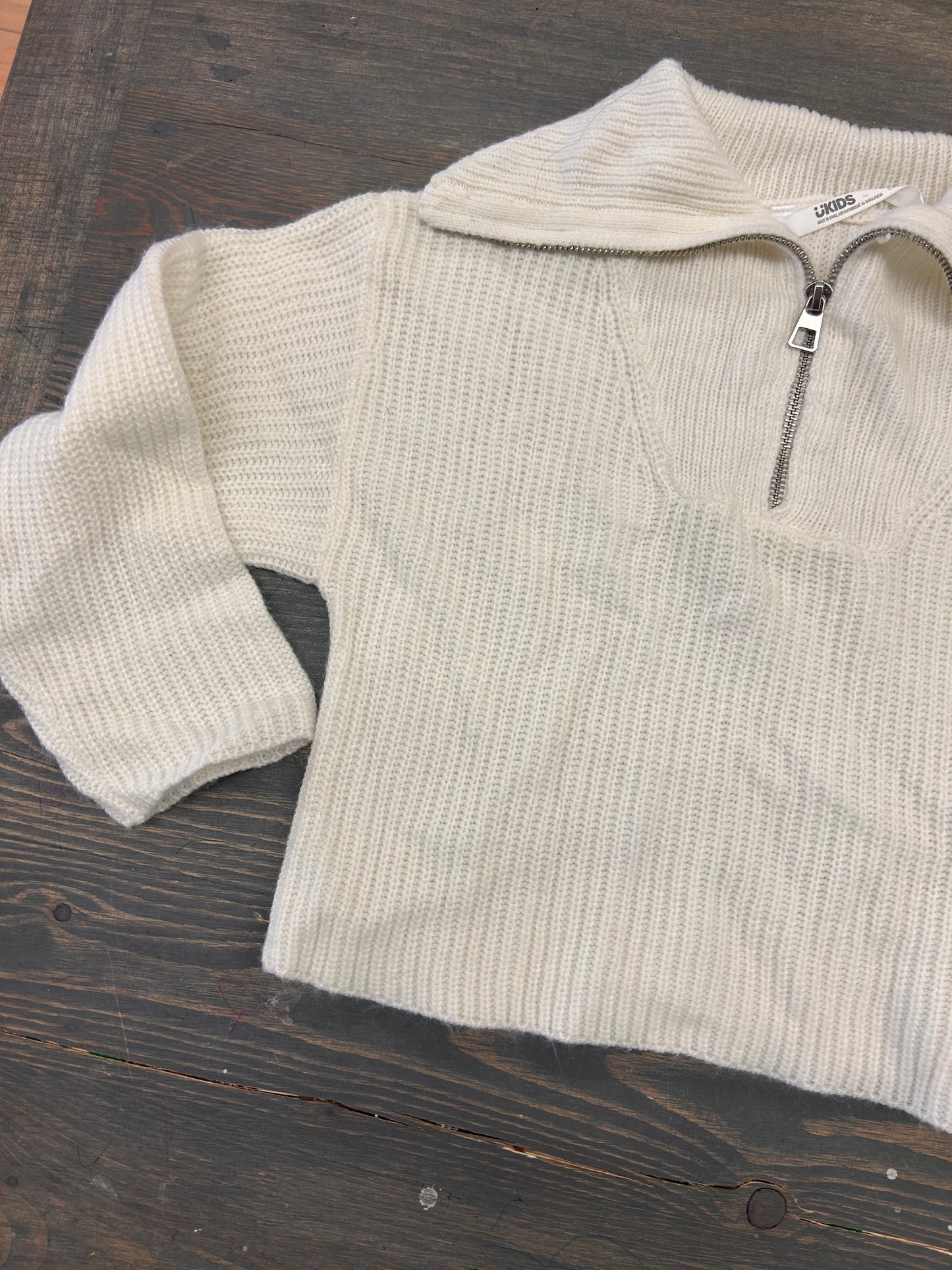 Urban kids 10/12 white knit quarter zip cropped sweater