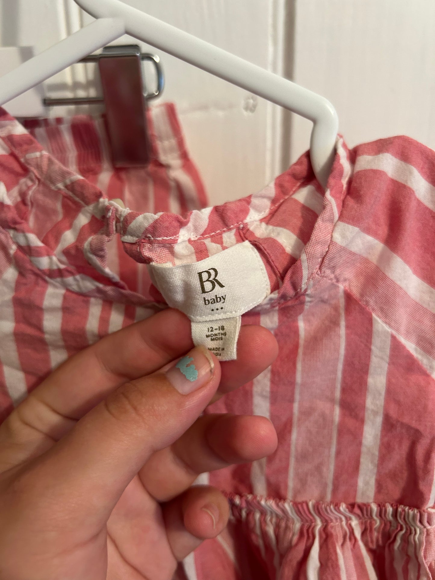 BR 12/18m pink striped flare set