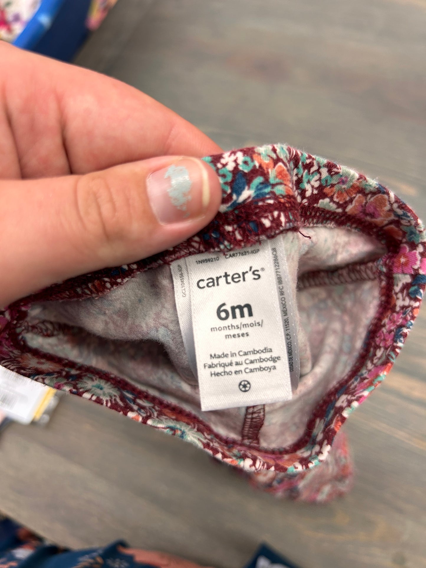 Carters 6m burgundy floral leggings