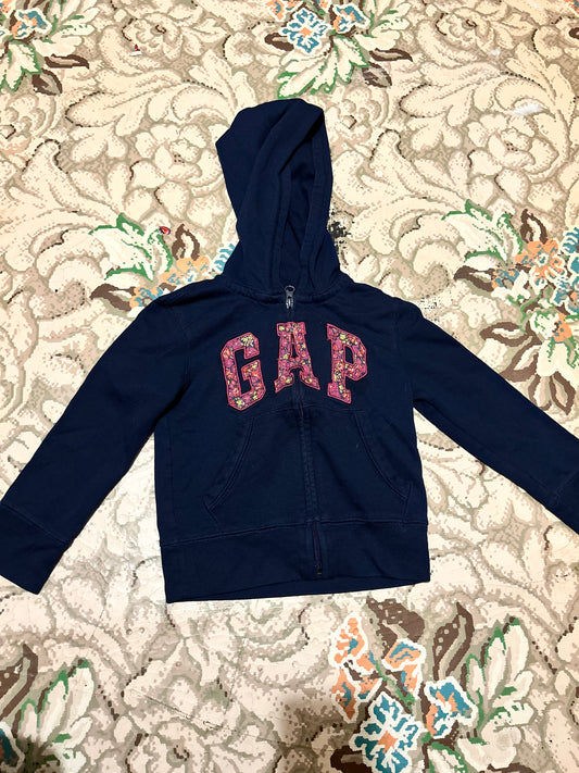 Gap 4/5 navy floral zip up hoodie