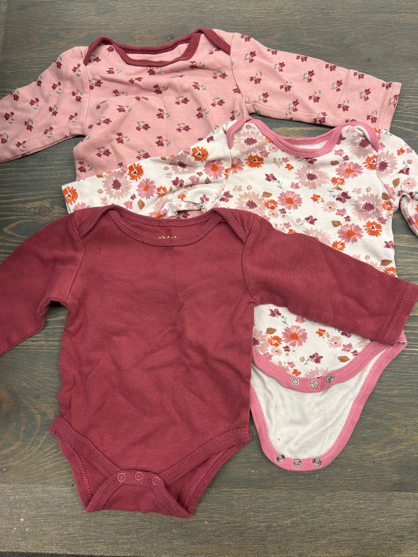 Chick pea 6/9m pink floral onesie bungle