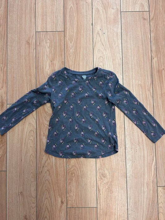 Old navy 5t grey & pink floral long sleeve shirt