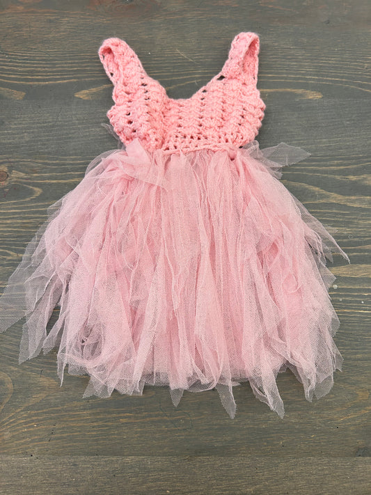 So Dorable 0/6m pink knit tulle dress