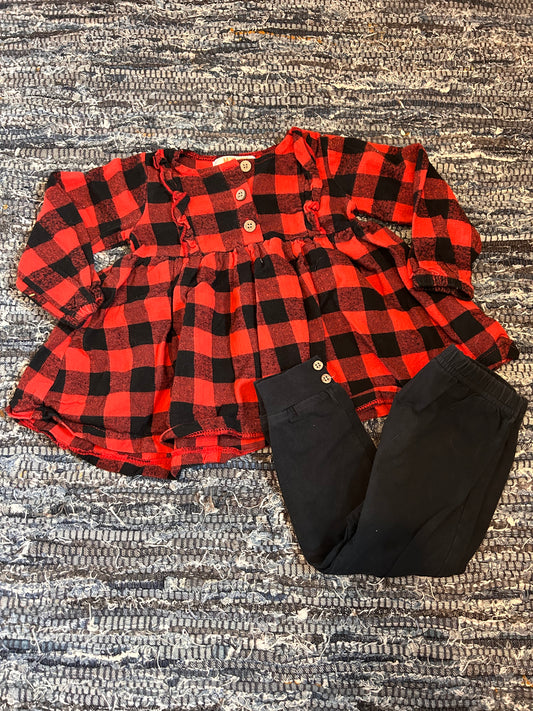 Monkey bars 24m red gingham peplum set