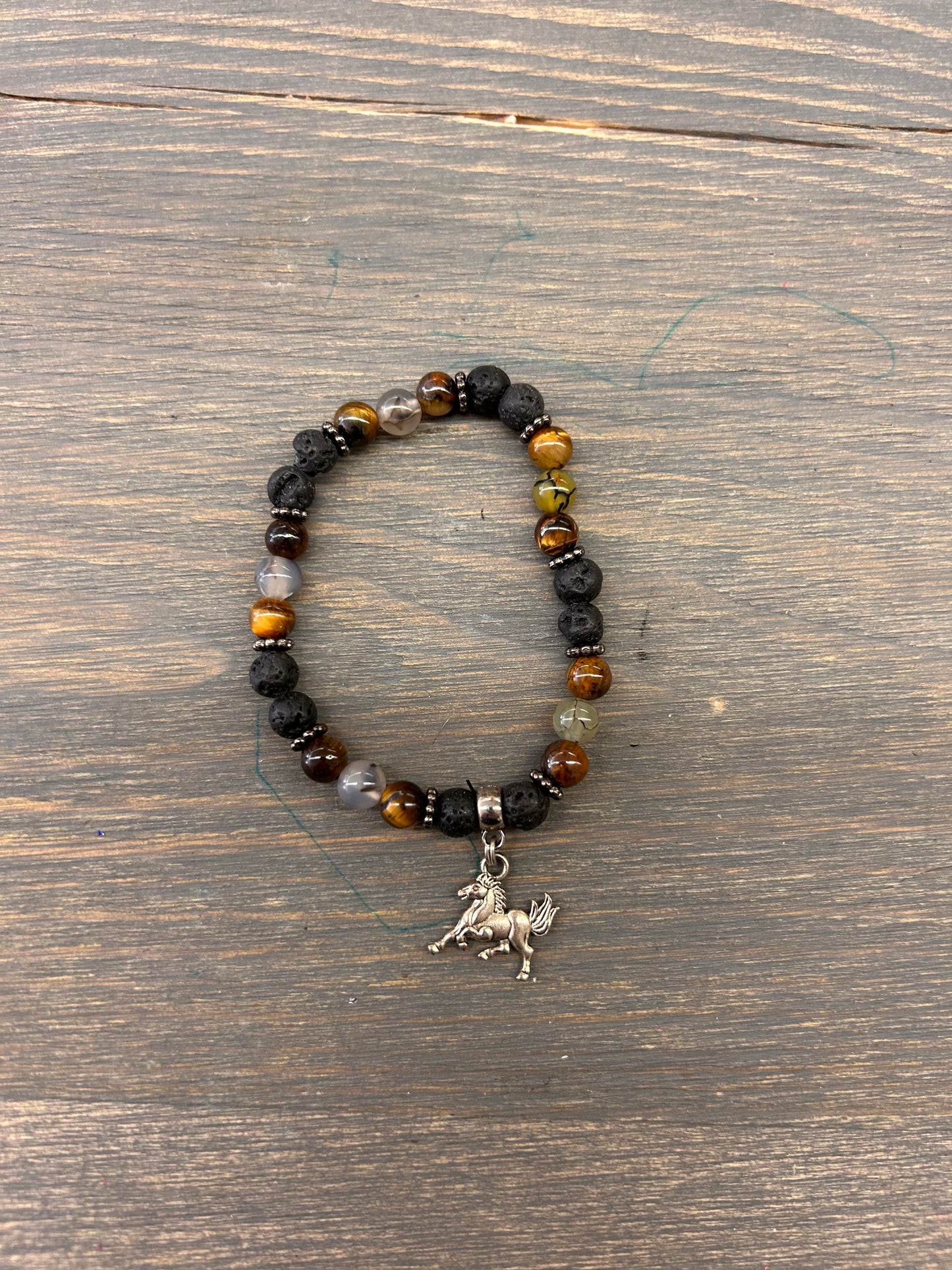 Brown & black horse gemstone bracelet