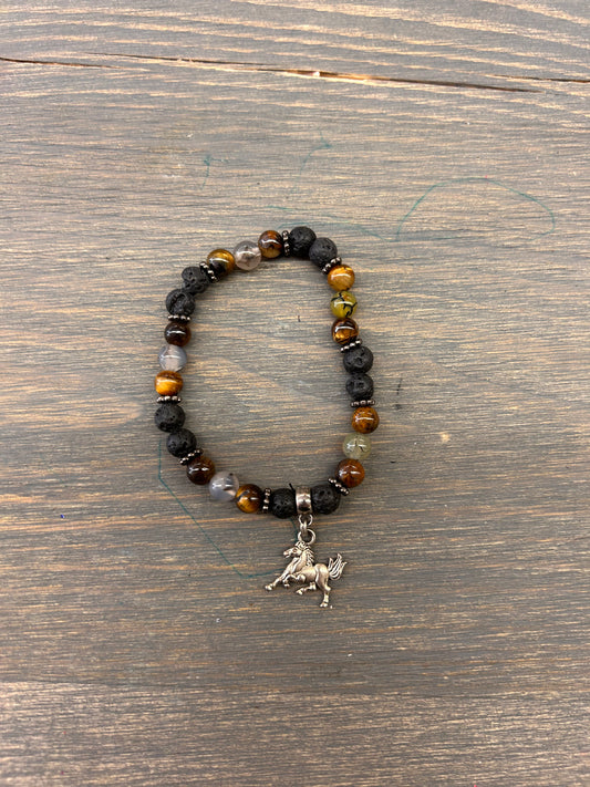 Brown & black horse gemstone bracelet