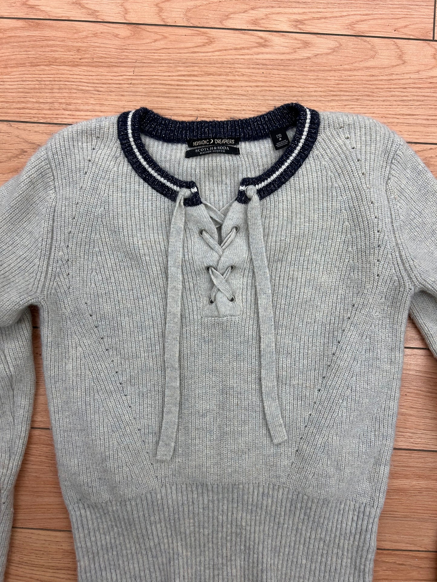 Scotch & soda 2 grey alpaca lace up sweater