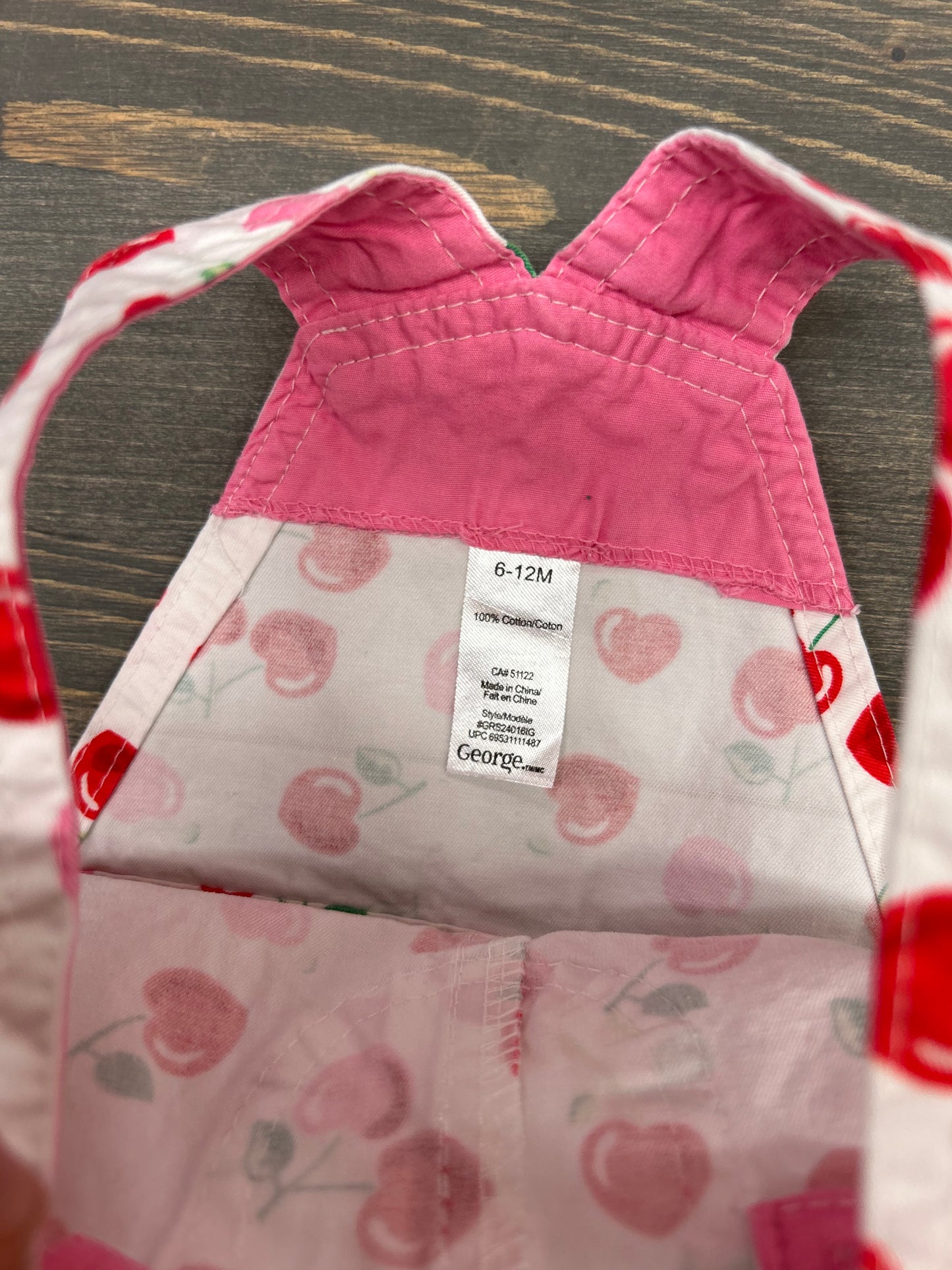 George 6/12m Cherry skirted overalls